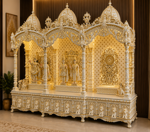 Bollywood-Style Wooden Pooja <b>Mandir</b> For USA Luxury Solid Teak Wood Home Temple with Hand Carved Design Hindu Pooja <b>Mandir</b> USA - Product Image 2