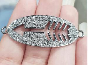 Connecteur Flèche Pavé de Diamants Plaqué Argent 925, Taille 48x18MM, pour Fabrication de Bracelets, Mariage, Fiançailles, Boîte - Product Image 5