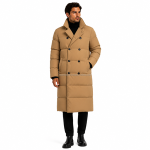 <b>Men</b> <b>Long</b> <b>Puffer</b> <b>Coat</b> Casual Winter Jacket Thick Padding High Collar Zip Front Outdoor Clothing Factory Direct Supply - Product Image 1