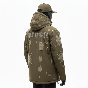 Veste Softshell Premium Coupe-Vent Respirant Polyester Tissu Vert Olive Logo Personnalisé Strass Softshell Veste pour homme - Product Image 4