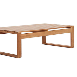 Table basse rectangulaire en teck, best-seller, avec plateau à lattes, pieds de style traîneau et design discret - Product Image 3