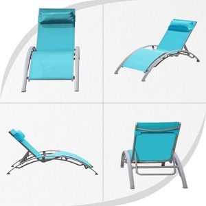 Set di 3 Sedie a Sdraio Blu Lago con Tavolino per Arredamento da Giardino - Product Image 2