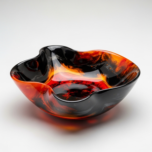 Bol décoratif en résine noire artisanale de luxe |   Bol décoratif sculptural moderne et brillant - Product Image 6