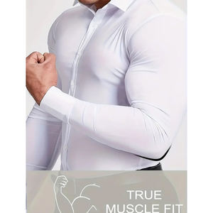 เสื้อเชิ้ตทำงานผู้ชายพรีเมียมทรงเข้ารูป ผ้าฝ้ายทวิล 100% แขนยาว รับทำโลโก้ OEM ODM ผู้ผลิต แห้งเร็ว ระบายอากาศได้ดี - Product Image 4