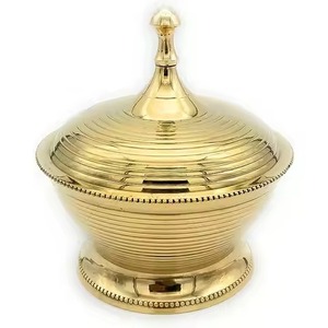 Premium Event Collection Metal Dates Bowl with <b>Lid</b> <b>Decorative</b> Snack Serving Dish for Party - Product Image 1