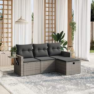 Set Divano da Giardino Modulare in Polyrattan Grigio e Acciaio Verniciato a Polvere per Spazi Esterni - Product Image 1