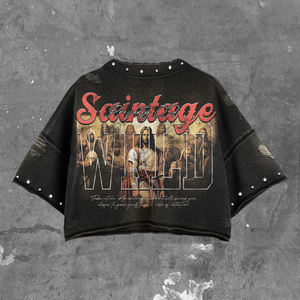Custom <b>Knitted</b> Distressed Streetwear T-Shirt and Denim Shorts <b>Set</b> for Men Oversized Solid Summer Hip Hop - Product Image 3