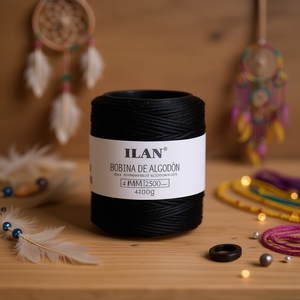 Bobina di cordoncino di cotone Ilan 4mm nero 250g per realizzare acchiappasogni - Product Image 2