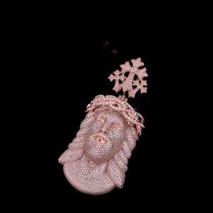 Colgante de Jesús Chapado en Oro Rosa con Moissanita, Joyería de Cruz, Plata de Ley 925, Colgante Unisex - Product Image 3