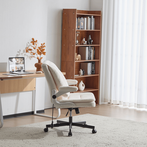 Sedia da Ufficio con Gambe Incrociate, Supporto Lombare Dinamico ad Airbag, Schienale e Braccioli Ribaltabili, Seduta Larga - Product Image 4