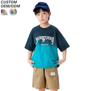 T-shirts en coton pour enfants personnalisés en gros, ODM, broderie, logo imprimé, couleurs unies, respirants, écologiques, manches courtes - Product Image 5