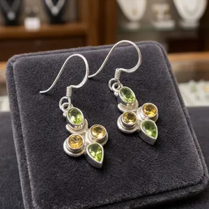 Sunshine Yellow Citrine Sterling 925 Silver Cute Design <b>Earrings</b> Bezel Set Stones Women's Bohemia Style Jewelry - Product Image 4