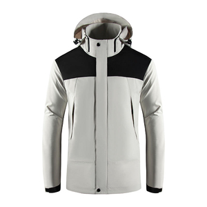 Chaqueta de senderismo para hombre, gruesa, con capucha, cortavientos, impermeable, transpirable, con cuello alto y logotipo frontal, para deportes al aire libre - Product Image 3