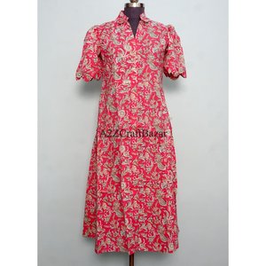 Robes maxi vintage pour femmes, coupe évasée, manches courtes, 100% coton, imprimé floral, robe ethnique et vêtements d'été respirants et confortables - Product Image 3
