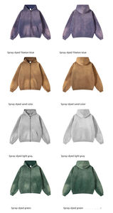 Sweat-shirt à capuche zippé surdimensionné pour homme, couleur unie, décontracté, pour l'automne, coupe classique, en coton tricoté - Product Image 5