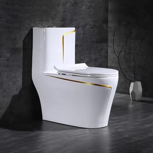 White Color Gold Line Floor-Mounted Luxury One-Piece Toilet Dual-Flush Automatic Deodorization Concealed Tank Easy Clean - Product Image 5