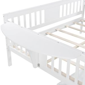 เตียงนอนกลางวันสีขาวขนาดเต็มพร้อมลิ้นชักไม้2ลิ้นชักเตียงรองรับ - Product Image 5