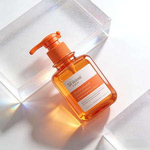 Wholesale 320ml Orange PET Plastic Square <b>Pump</b> <b>Bottle</b> for Lotion Hand Soap Body Oil Skincare Custom Cosmetic Packaging Container - Product Image 5