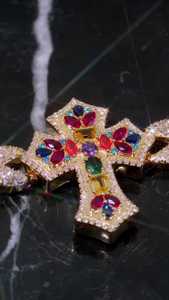 Pulsera de cruz de moissanita multicolor de 26 mm, plata de ley 925, oro de 14k, cierre de seguridad tipo caja, joyería religiosa con incrustaciones de circonitas, de alta calidad - Product Image 6