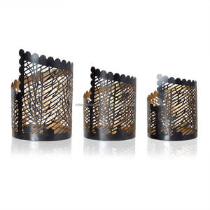 Juego de 3 candelabros modernos Vintage Iron Votives Lantern Candle Jar Metal Forma personalizada Portavelas Votives - Product Image 1