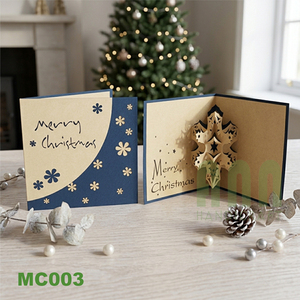 Personalizado impreso 3D copo de nieve Navidad tarjetas de felicitación impresión Offset papel hecho a mano 'gracias' bodas cumpleaños recuerdo - Product Image 3