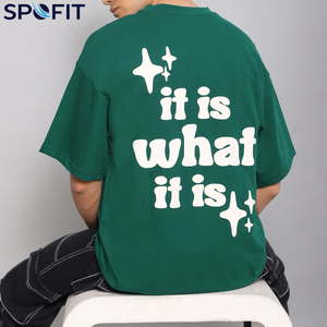 เสื้อยืดพิมพ์ลายพัฟฟ์ขนาดใหญ่พิเศษสั่งทำขายส่ง เสื้อยืดผู้ชายแบบไหล่ตกสั่งทำขายส่ง - Product Image 2