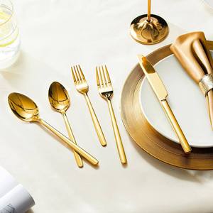 Ensemble de couverts de luxe en acier inoxydable doré de la collection Bright, finition miroir, cuillère, fourchette, couteau de qualité supérieure, pour la maison, l'hôtel, le restaurant - Product Image 2