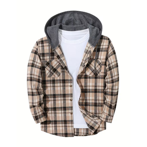 Casual Wear Men's <b>Flannel</b> <b>Jacket</b> With Hoodies Button Up Soft Fabric Outdoor Stylish <b>Flannel</b> <b>Jacket</b> For Gents - Product Image 1