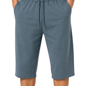 Custom <b>Mens</b> Slate Cotton Fleece Bermuda <b>Shorts</b> Elastic Waist Drawstring Side Pockets Easy Fit Casual Daily Wholesale <b>Long</b> <b>Shorts</b> - Product Image 4