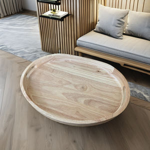 Plateau de service ovale en bois foncé avec poignées grande taille pour la décoration intérieure et la vaisselle en vente maintenant pour les occasions alimentaires - Product Image 1