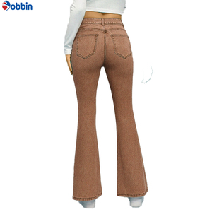 Pantalones Vaqueros de Mujer a la Moda, Transpirables, Estilo Urbano, Ajustados, de Pierna Ancha, Color Sólido, Elásticos, Sexys - Product Image 5