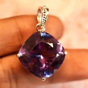 Pendentif Alexandrite à changement de couleur naturel, 44,85 carats, taille coussin carrée, pierre précieuse en argent sterling 925, certifié IGI, pour enfants - Product Image 5