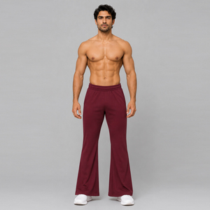 Pantalones de Yoga para Hombre con Pierna Ancha, Cintura Elástica, Poliéster y Algodón, Ropa Deportiva, Leggings Acampanados, Pantalón Deportivo Ajustado para Hombre - Product Image 1