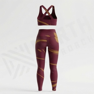 Conjunto de Yoga con Estampado de Sublimación Personalizado para Mujer, Bra Deportivo y Pantalones Cortos sin Costuras, Color Personalizado, Antibacteriano, para Gimnasio, Entrenamiento y Fitness - Product Image 2