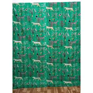 Top selling animal Printed Reversible Vintage Eco-Friendly All-Season <b>Double</b> Size Organic 100% Cotton Kantha Spread Printing - Product Image 1