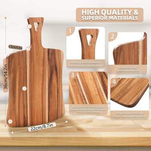 Planche à découper en bois artisanale pour la cuisine, planche à découper en bois naturel pour couper et servir à prix avantageux - Product Image 4