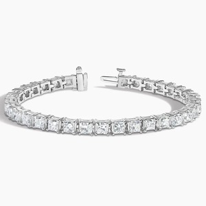 สร้อยข้อมือเพชรทรงปรินเซสคัทเพาะเลี้ยงในห้องปฏิบัติการ ทองคำขาว 14K - Product Image 4