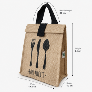 Sac à déjeuner isotherme personnalisé en jute naturel avec rabat supérieur, poignées en coton, logo imprimé, réutilisable, fabricant OEM, exportateur en gros - Product Image 2