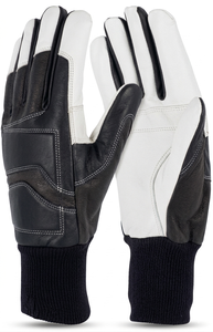 Guantes de cuero de cabra anticorte e impermeables con parches de PVC para motosierra, para tala y carpintería. - Product Image 3