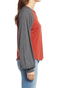 T-shirts de qualité supérieure, style tendance, toutes couleurs, manches longues raglan pour femmes, prix de gros. - Product Image 2