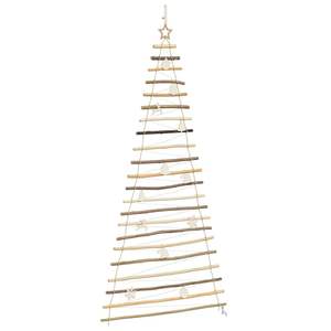 Sapin de Noël en bois de frêne massif de 82,7 pouces avec 130 LED, décorations de Noël naturelles - Product Image 4