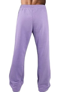 Pantalones de chándal rectos de lana para hombre, con cintura elástica y cordón, de tiro medio, transpirables, de peso medio, para otoño, con bolsillos laterales - Product Image 2