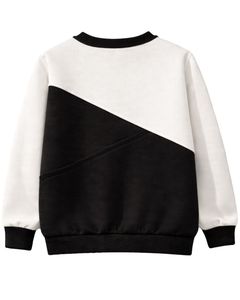 Sudadera de Mujer en Bloques de Color Blanco y Negro, Fabricada con Forro Polar Suave, Cuello Redondo, Estilo Casual para Invierno, con Detalle de Bordado - Product Image 2