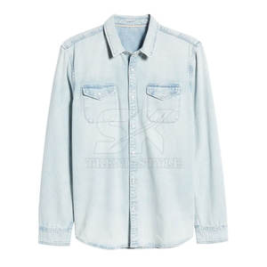 Diseña Tu Propio Logotipo, Camisa de Mezclilla de Manga Larga para Hombre, Diseño OEM, Camisas de Mezclilla Personalizadas para Hombre - Product Image 6