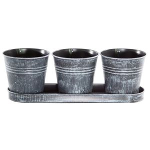 Ensemble de plateaux en métal galvanisé avec 3 pots ronds pour la décoration du jardin, taille moyenne, finition résistante à la rouille - Product Image 4