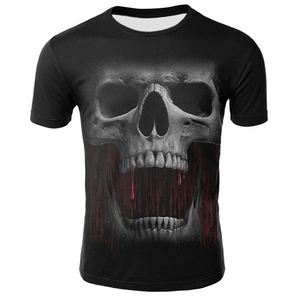 Camisetas de algodón con estampado de calavera de esqueleto para hombre, estilo Hip Hop, Tops de calle, Camisetas de skate con hombros descubiertos, Manga corta - Product Image 4