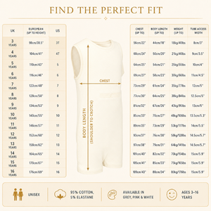 Natural for Tube Body Suit | Special Kids Sensory Clothing Inclusive Wear Cotton Stretch Sleeveless Zipper Closure Unisex All - Product Image 4