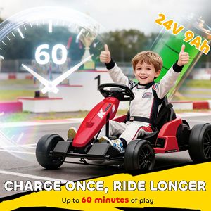 Go Kart Eléctrico de 24V con Motores Dobles de 150W, Asiento Ajustable, Alta Velocidad de 11.2 MPH, Arranque Suave, Arnés de 5 Puntos, Color 'Rojo' - Product Image 5