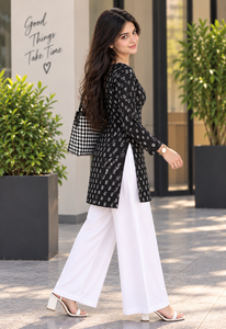 Women's Black Floral Print Square Collar <b>Bell</b> Sleeve Regular Fit Blouse Spring Summer Casual Party Woven Rayon Short Kurti - Product Image 5