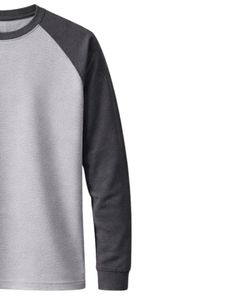 Men Grey Raglan Jersey Sweatshirt Long Sleeve Crew Neck Casual Cotton <b>Polyester</b> Knit Pullover Lightweight Plain Wear Supplier - Product Image 4